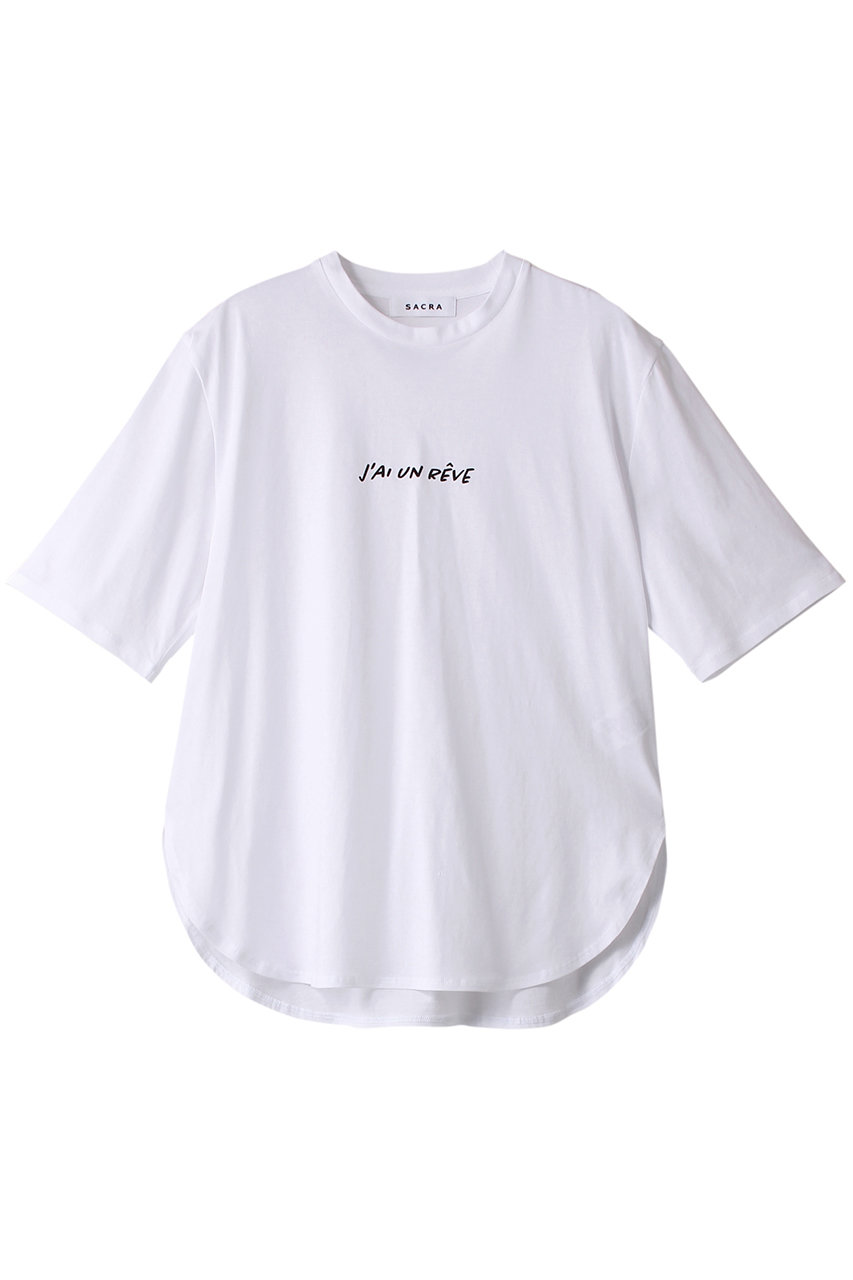 SACRA エクストラファインコットンロゴTシャツ (ホワイト, 38) サクラ ELLE SHOP