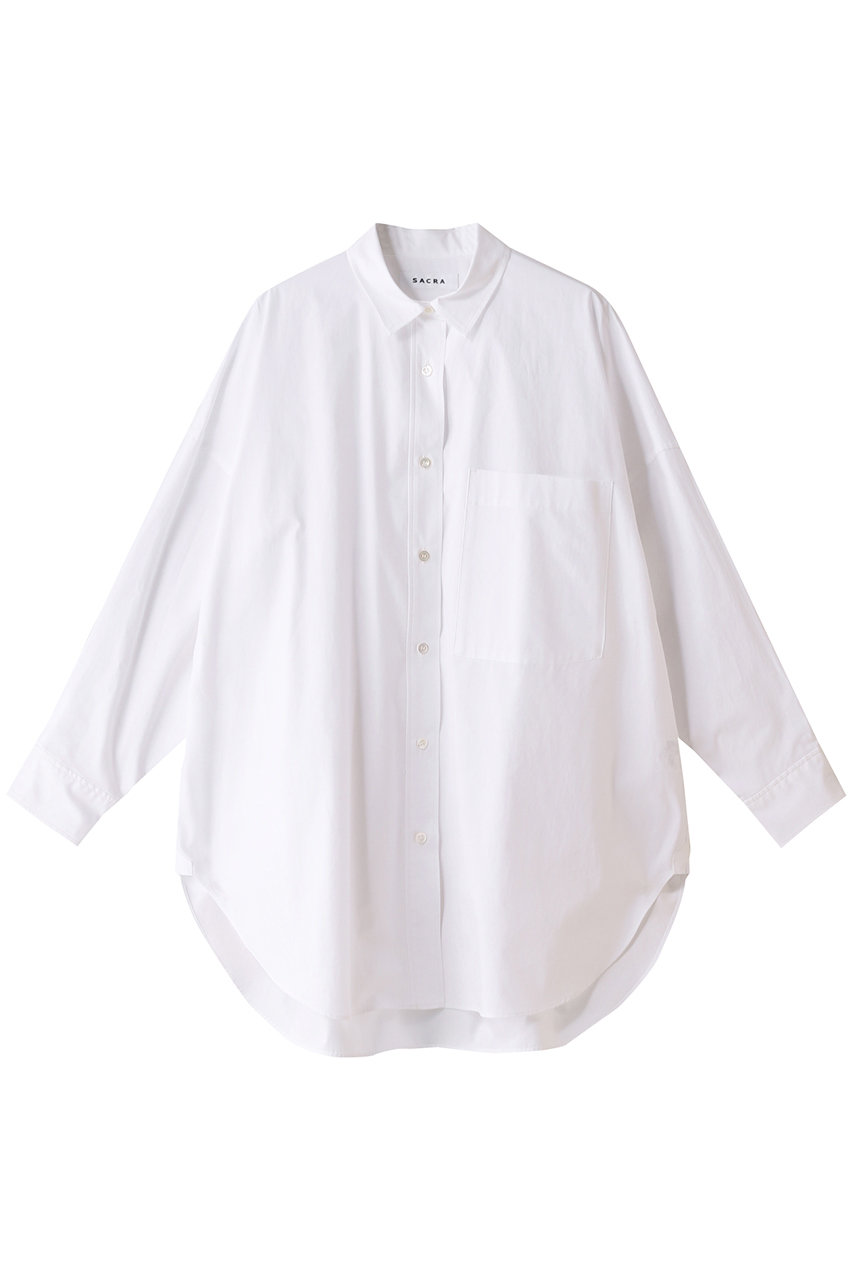SACRA スペリオールコットンポプリンシャツ (ホワイト, 38) サクラ ELLE SHOP