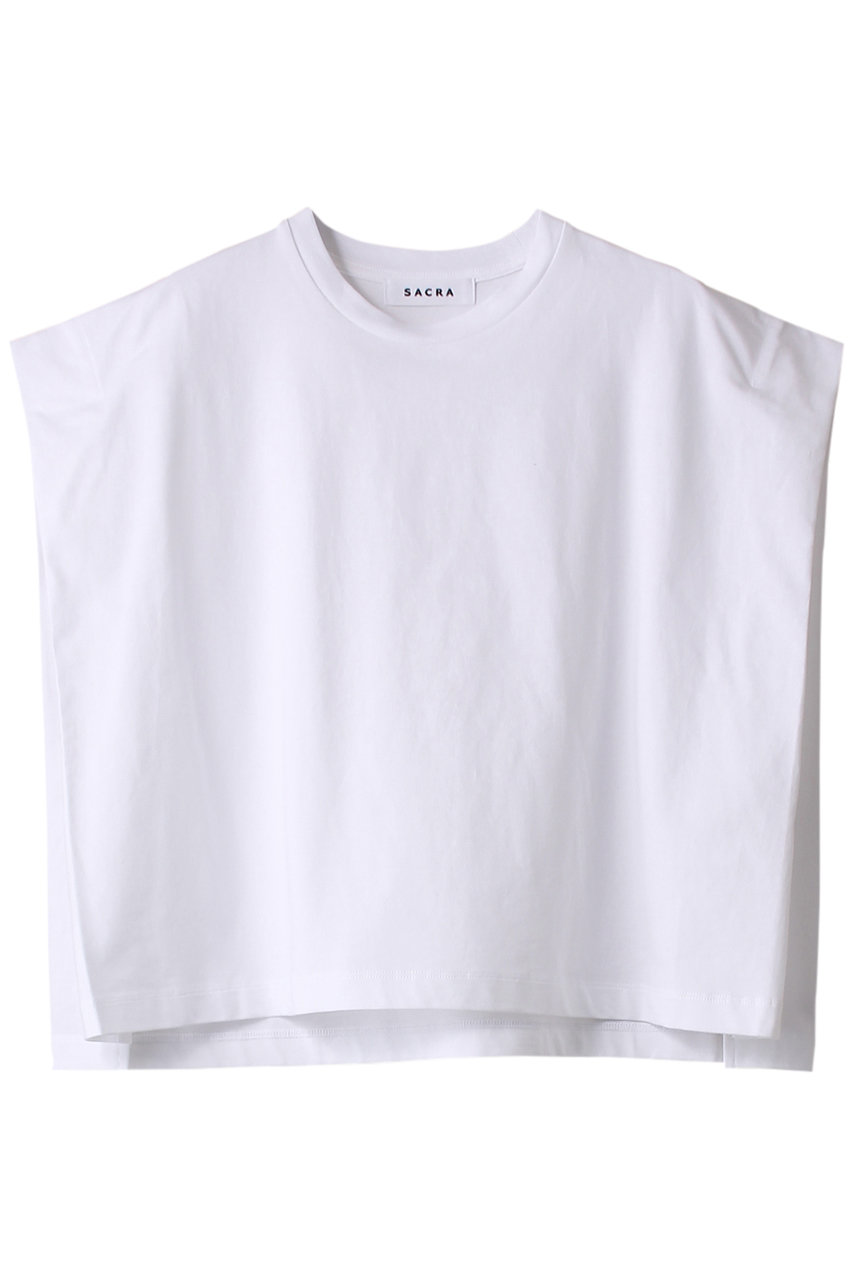 SACRA フォールデッドラインコットンTシャツ (ホワイト, 38) サクラ ELLE SHOP