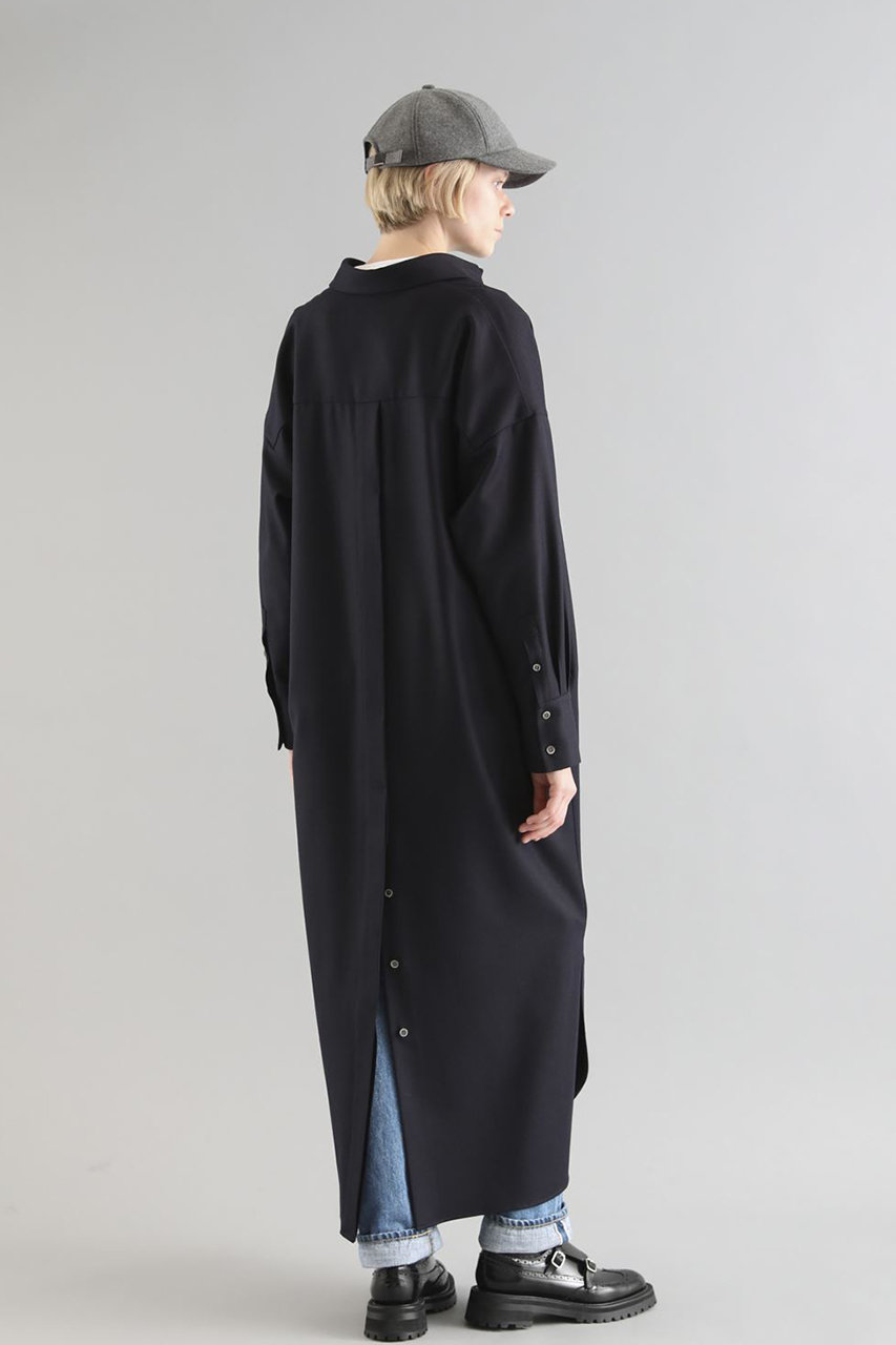 SACRA(サクラ)｜カシミヤロイヤルフラノシャツワンピース/ネイビー の