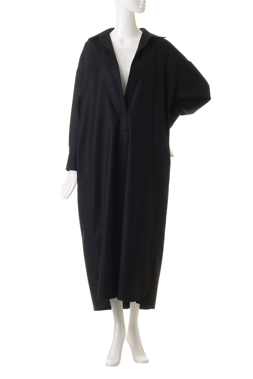 SACRA(サクラ)｜カシミヤロイヤルフラノシャツワンピース/ネイビー の