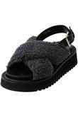 SACRA(サクラ)｜プードルファーサンダル/チャコール の通販｜ELLESHOP