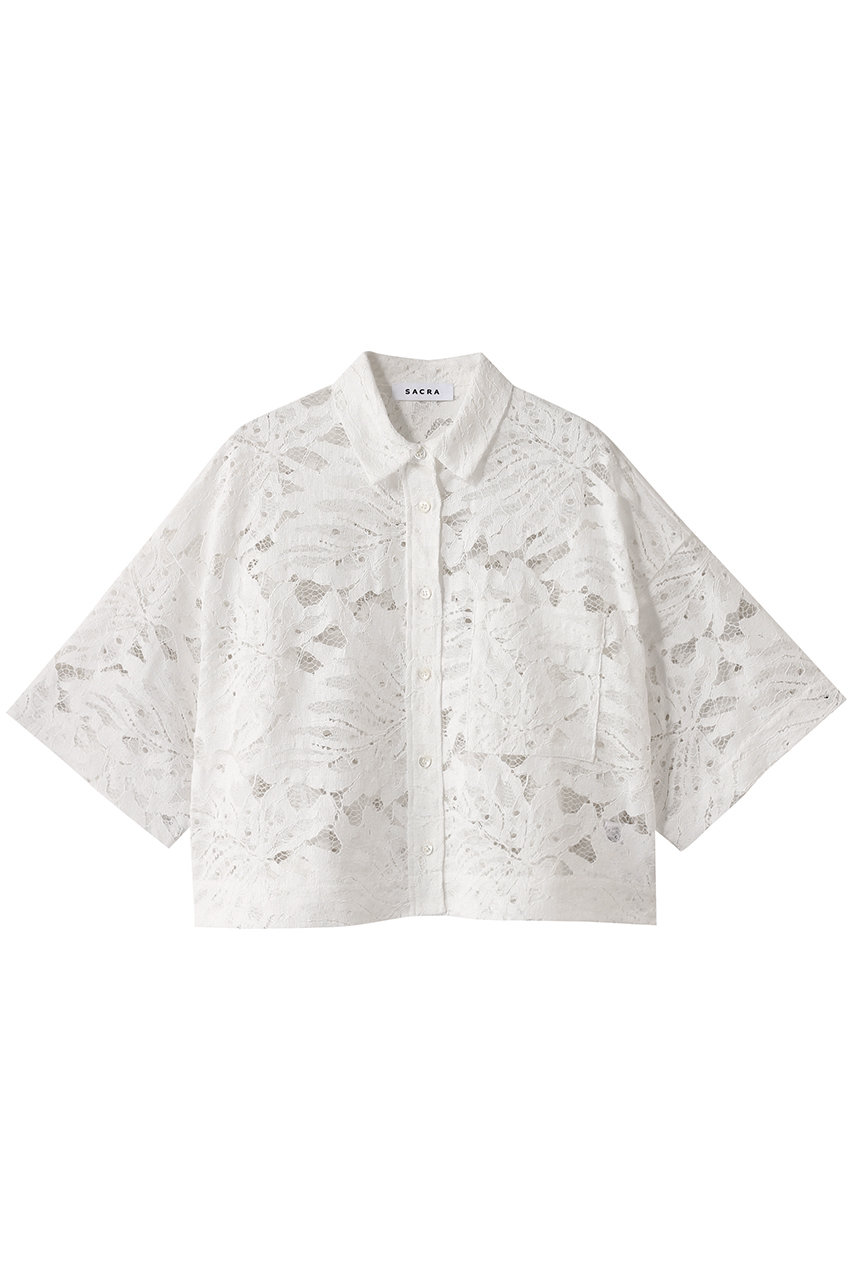 SACRA リーフラッセルレースシャツ (オフホワイト, 38) サクラ ELLE SHOP SACRA リーフラッセルレースシャツ (オフホワイト, 38) サクラ ELLE SHOP