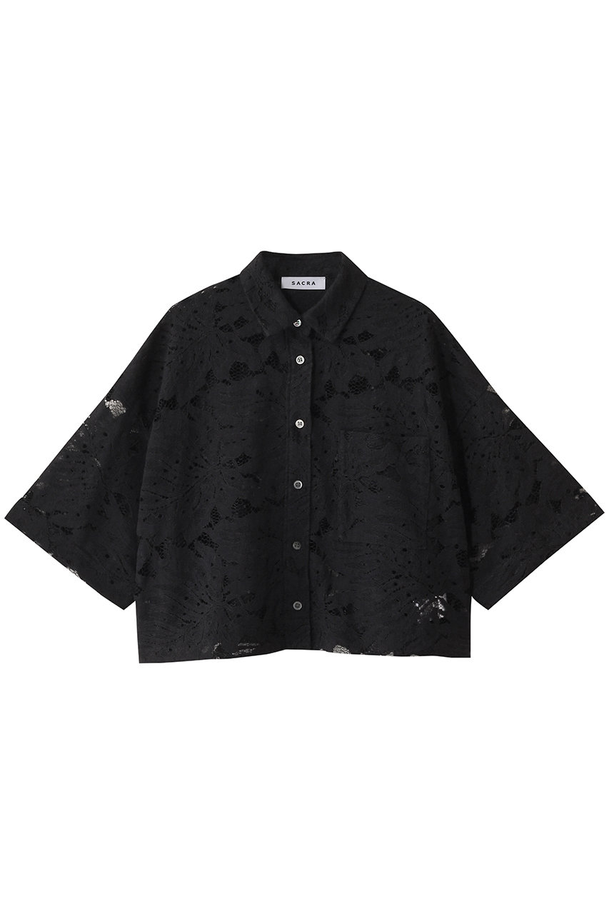 SACRA リーフラッセルレースシャツ (ブラック, 38) サクラ ELLE SHOP SACRA リーフラッセルレースシャツ (ブラック, 38) サクラ ELLE SHOP