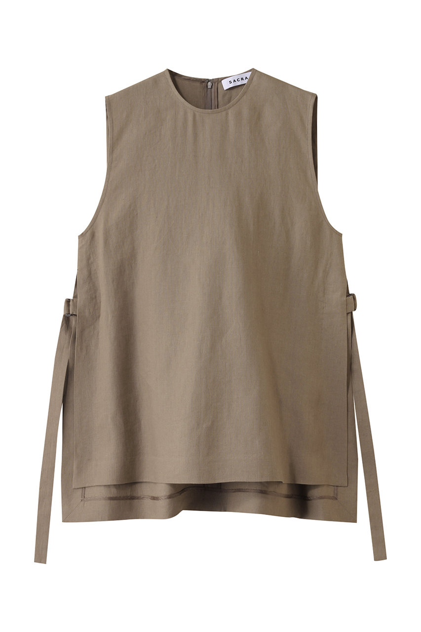 SACRA スペリオルベルギーリネンサイドスリットトップス (モカ, 38) サクラ ELLE SHOP SACRA スペリオルベルギーリネンサイドスリットトップス (モカ, 38) サクラ ELLE SHOP