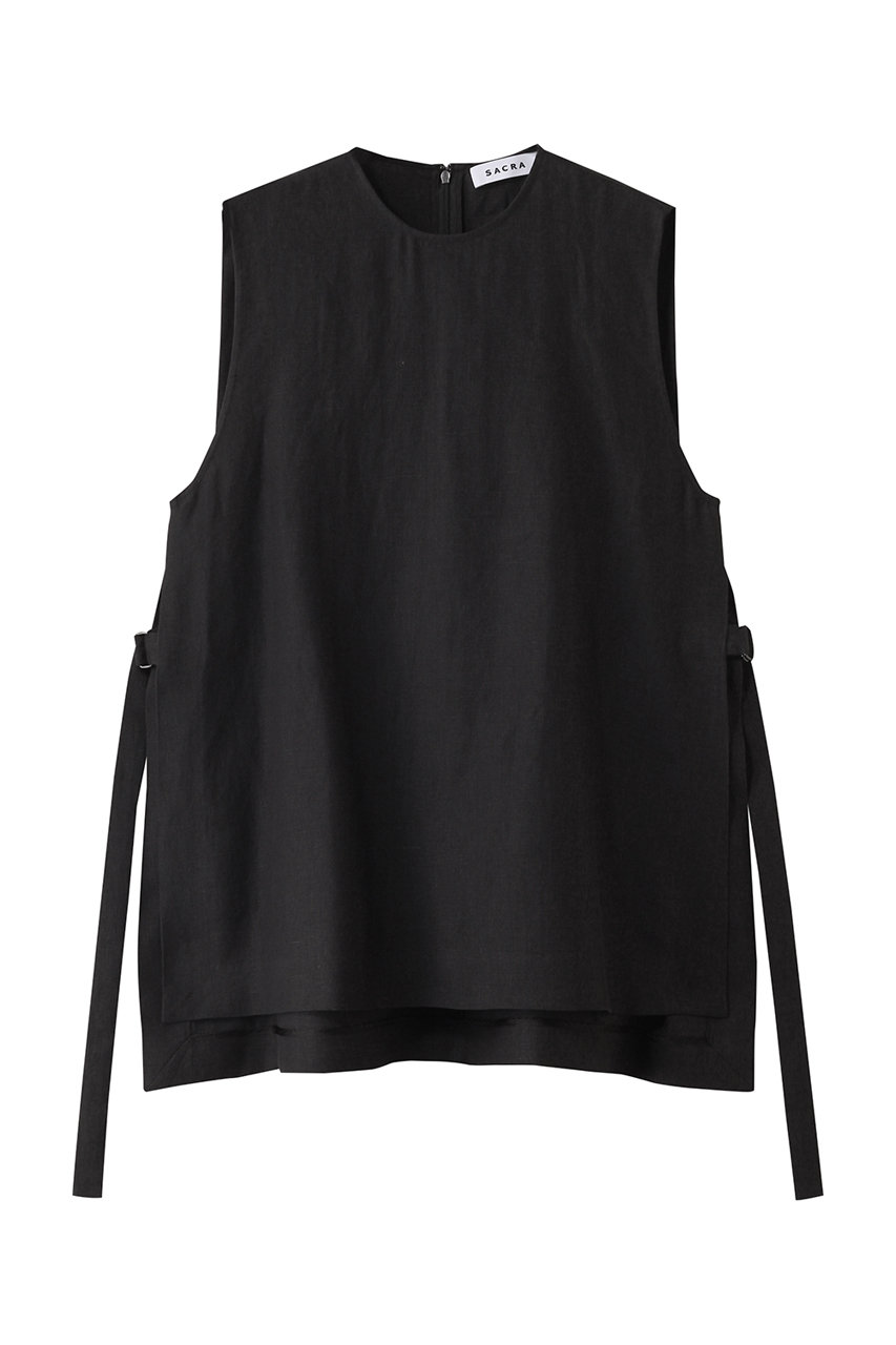 SACRA スペリオルベルギーリネンサイドスリットトップス (ブラック, 38) サクラ ELLE SHOP SACRA スペリオルベルギーリネンサイドスリットトップス (ブラック, 38) サクラ ELLE SHOP