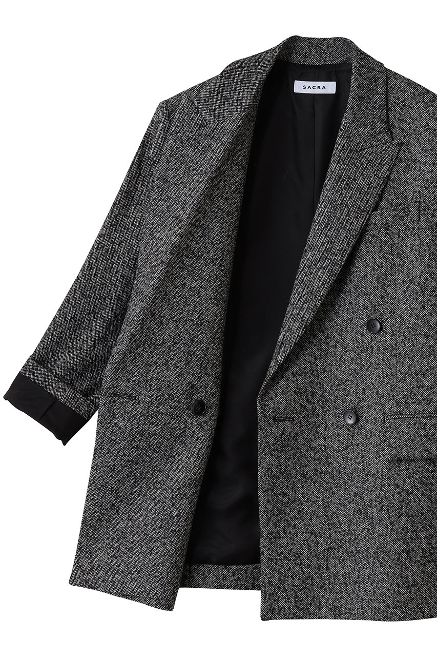 SACRA(サクラ)｜プレミアムヘリンボーンツイードジャケット/ブラック