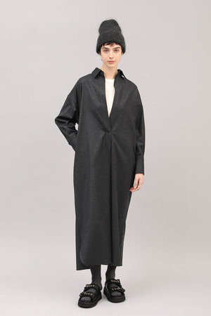 サクラ/SACRAのカシミアフラノシャツワンピース(110500/110503)