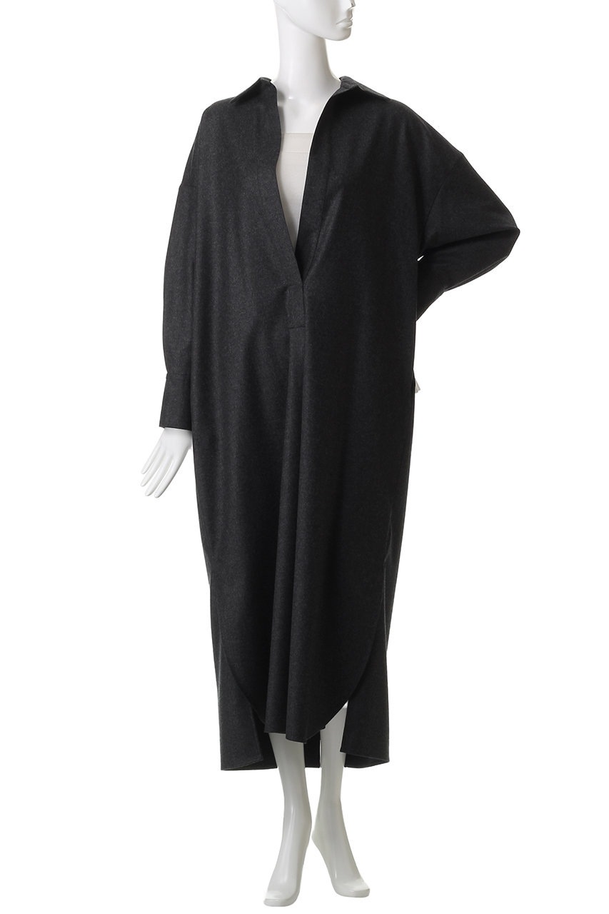 SACRA(サクラ)｜カシミアフラノシャツワンピース/チャコール の通販