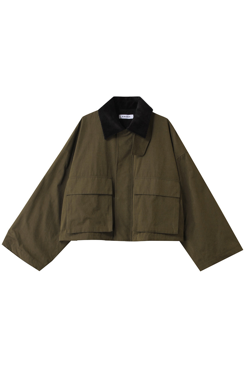 SACRA ワックス加工ハイデンシティージャケット (カーキ, 38) サクラ ELLE SHOP SACRA ワックス加工ハイデンシティージャケット (カーキ, 38) サクラ ELLE SHOP