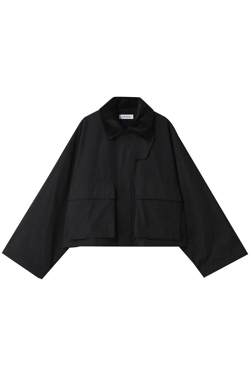 SACRA ワックス加工ハイデンシティージャケット (ブラック, 38) サクラ ELLE SHOP SACRA ワックス加工ハイデンシティージャケット (ブラック, 38) サクラ ELLE SHOP