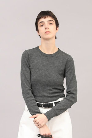 サクラ/SACRAのエクストラファインメリノリブジャージートップス(110100/110103)