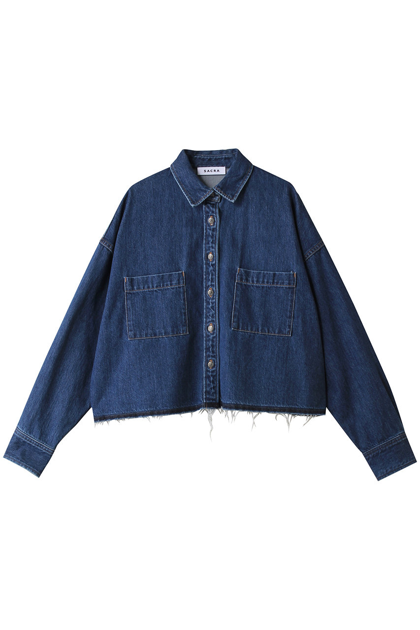SACRA オーセンティックデニムシャツジャケット (ネイビー, 38) サクラ ELLE SHOP SACRA オーセンティックデニムシャツジャケット (ネイビー, 38) サクラ ELLE SHOP