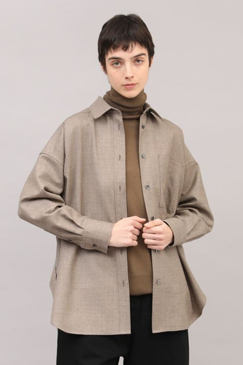SACRA(サクラ)｜ウーステッドサージシャツ/モカ の通販｜ELLESHOP
