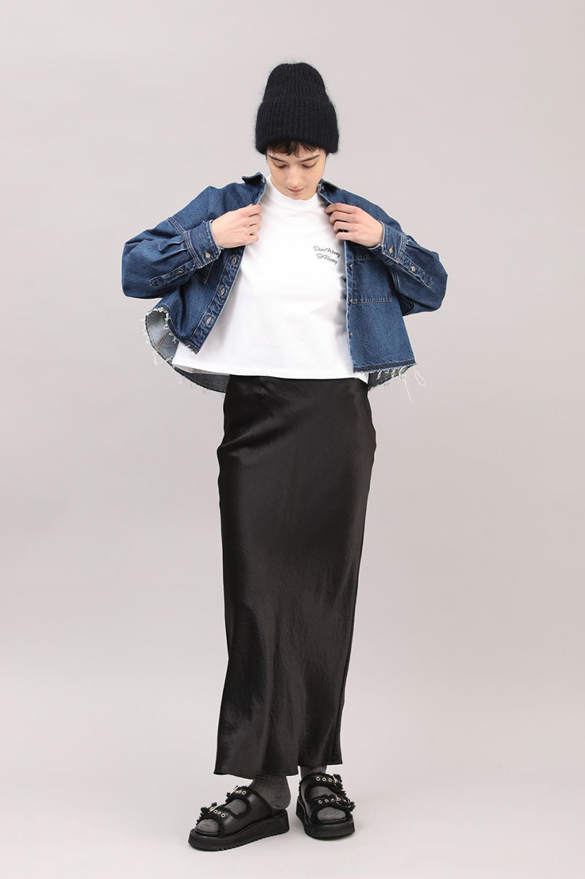 極美品 近年 SACRA サクラ アセテートサテンスカート ロング 光沢 黒 SACRA(サクラ)｜アセテートサテンロングスカート/ブラック の通販