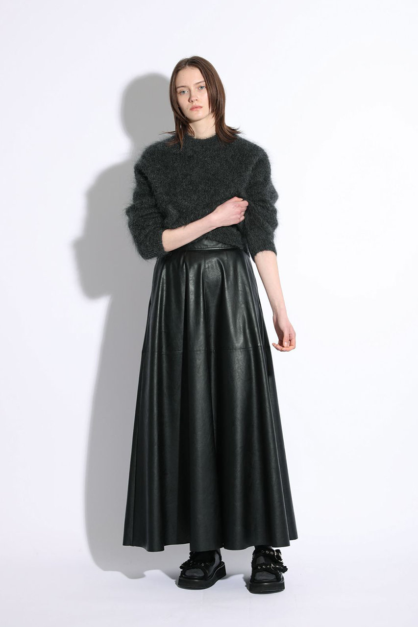 SACRA(サクラ)｜シンセティックレザースカート/ブラック の通販