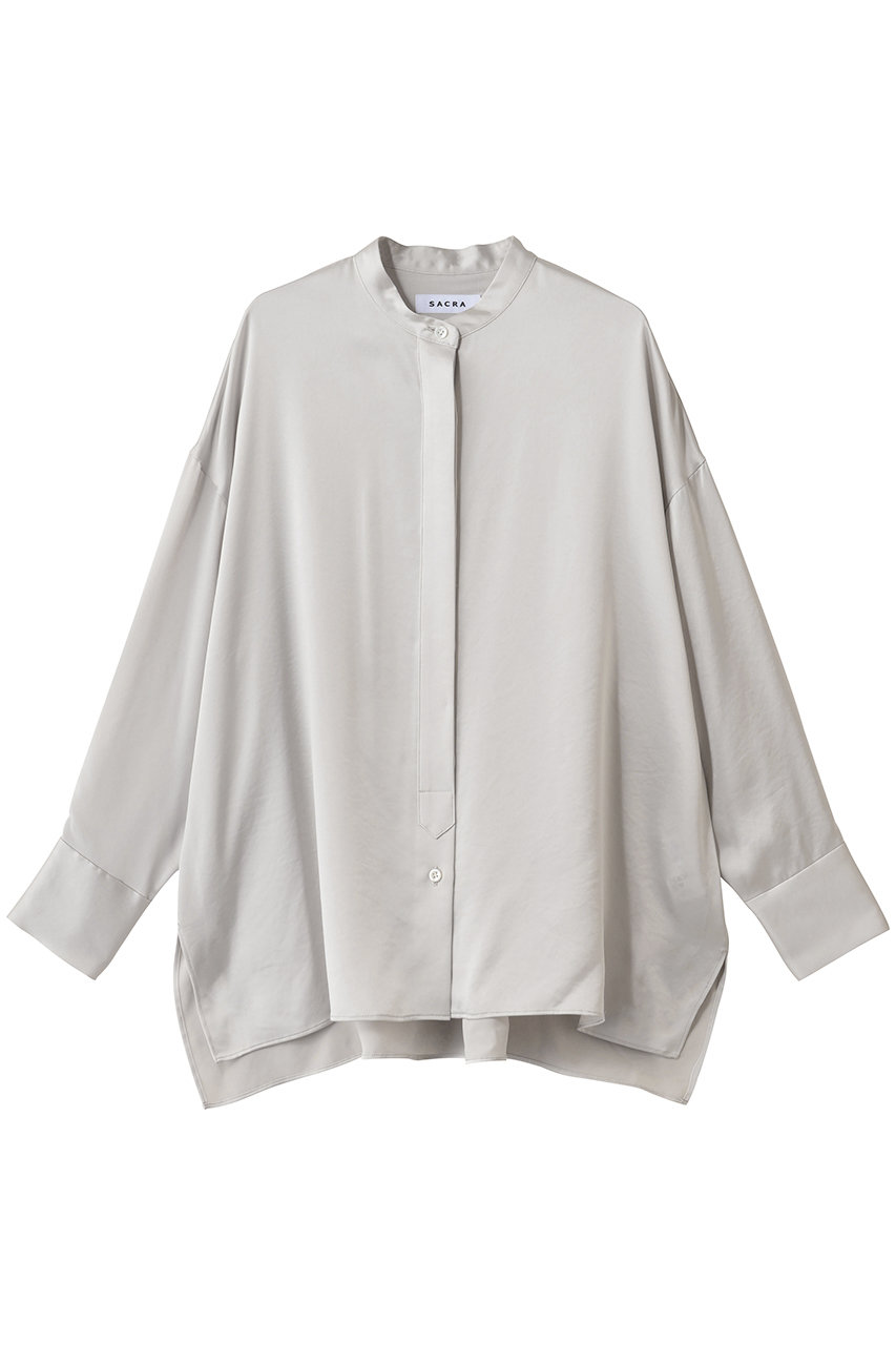 SACRA(サクラ)｜トリアセサテンブラウス/アイスグレー の通販