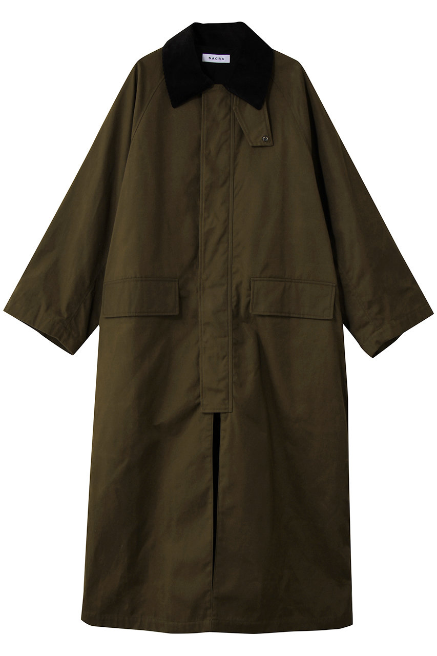 SACRA ハイデンシティーコーティングクロスロングコート (カーキ, 38) サクラ ELLE SHOP SACRA ハイデンシティーコーティングクロスロングコート (カーキ, 38) サクラ ELLE SHOP