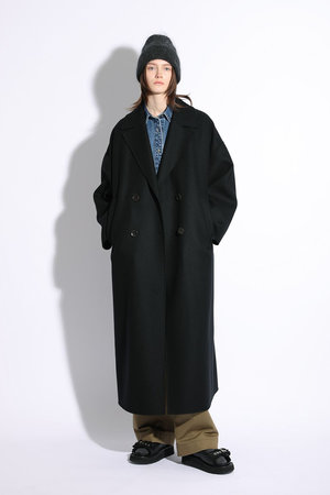 SACRA コート　リングミルドウールコート ガウンコート 黒 SACRA｜サクラのコート通販｜ELLE SHOP (エル・ショップ)