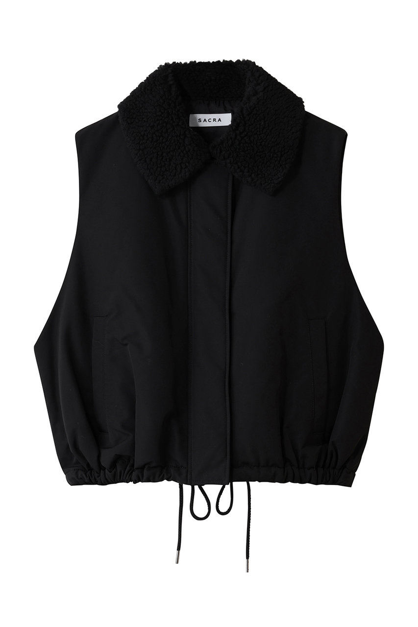 SACRA パディングハイカウントタッサーベスト (ブラック, 38) サクラ ELLE SHOP SACRA パディングハイカウントタッサーベスト (ブラック, 38) サクラ ELLE SHOP