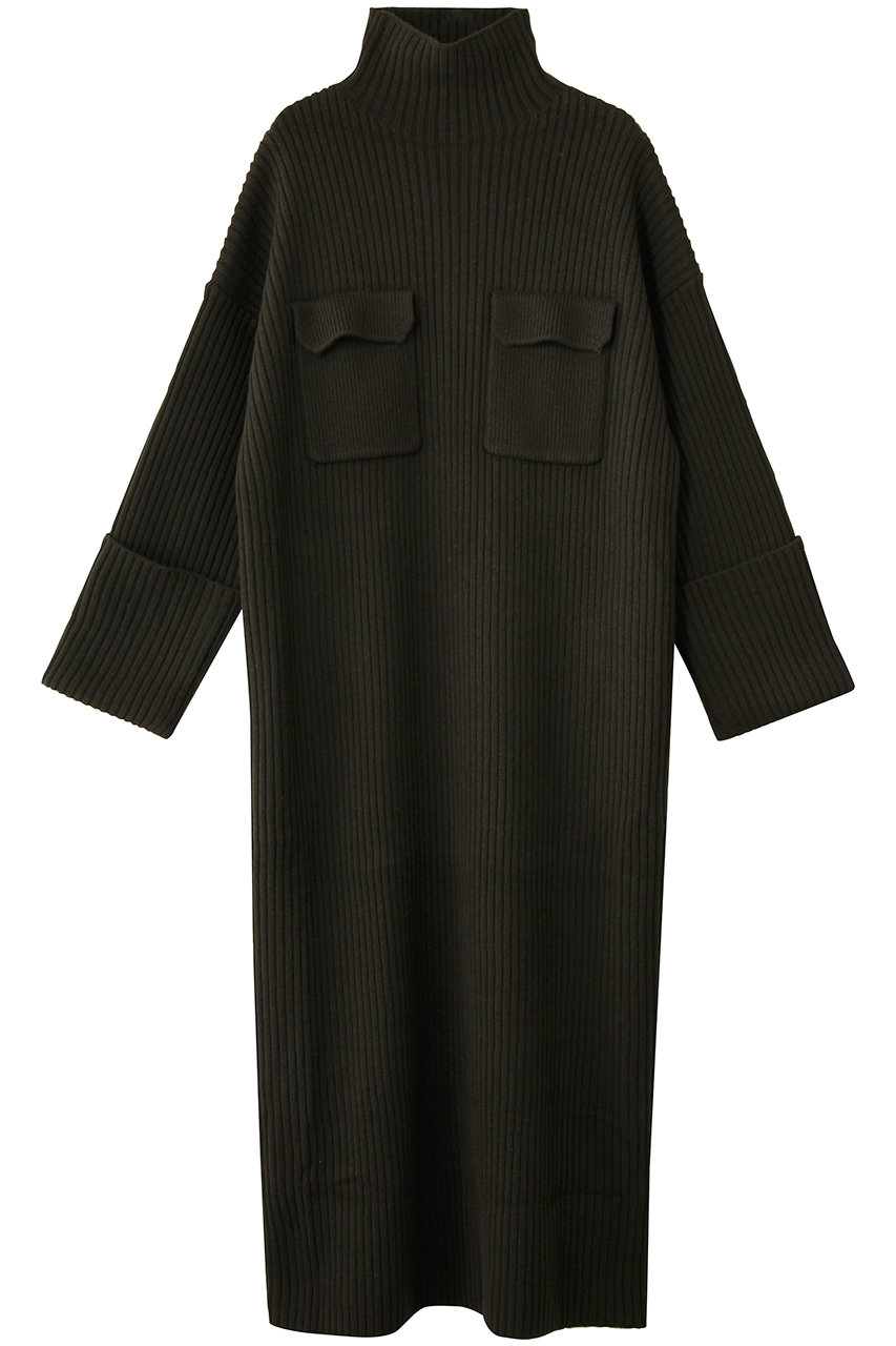 SACRA エクストラファインラムウールリブワンピース (カーキ, 38) サクラ ELLE SHOP SACRA エクストラファインラムウールリブワンピース (カーキ, 38) サクラ ELLE SHOP