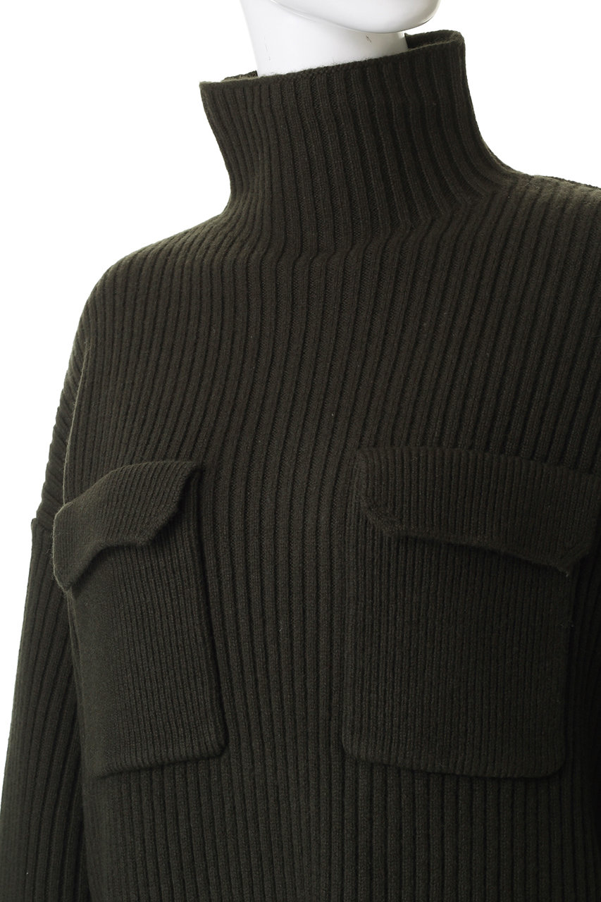 SACRA(サクラ)｜エクストラファインラムウールリブワンピース/カーキ