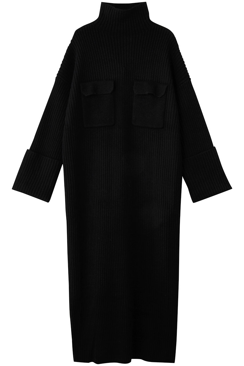 SACRA エクストラファインラムウールリブワンピース (ブラック, 38) サクラ ELLE SHOP