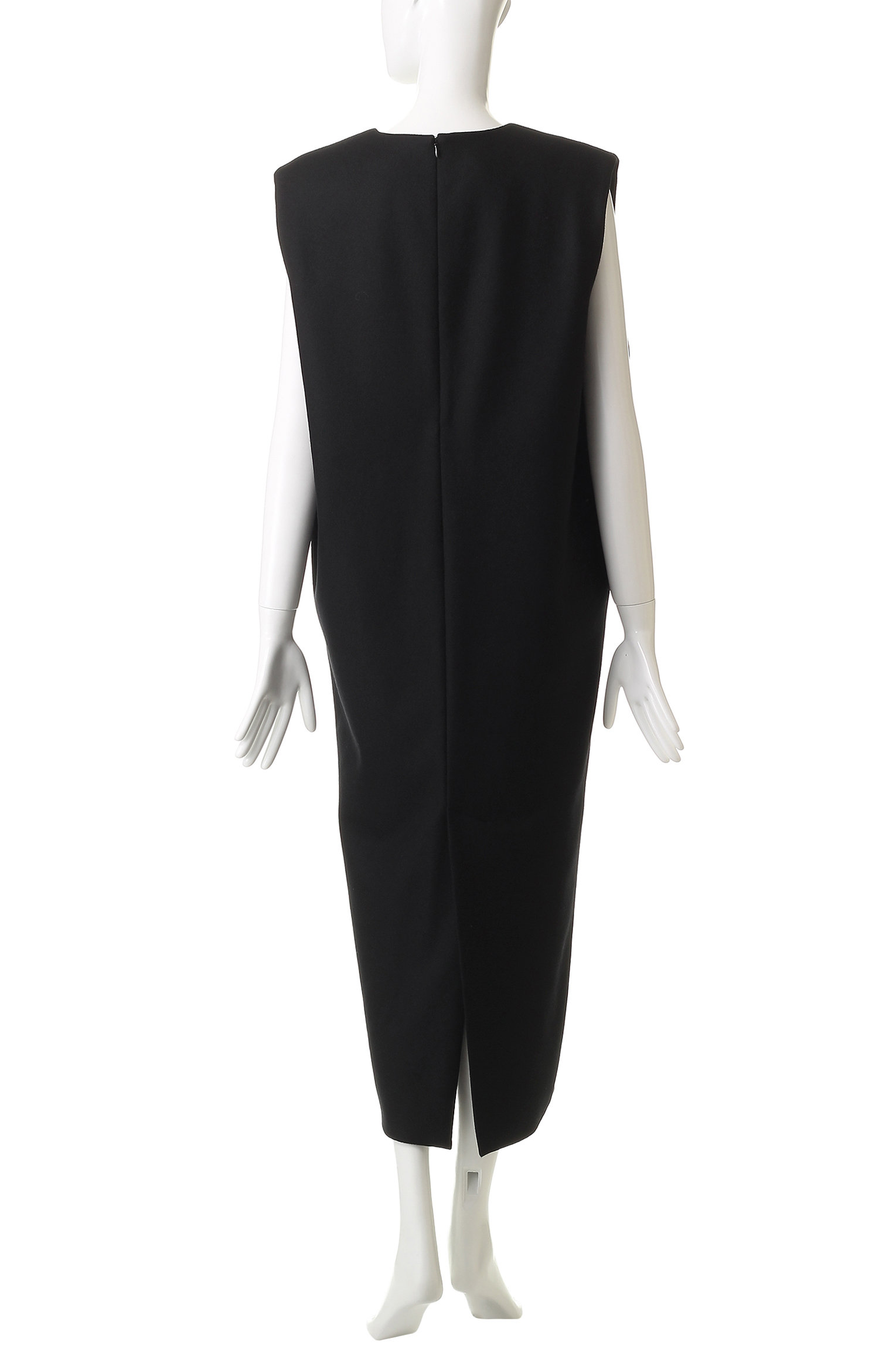 SACRA(サクラ)｜ハイカウントメルトンVネックワンピース/ブラック の