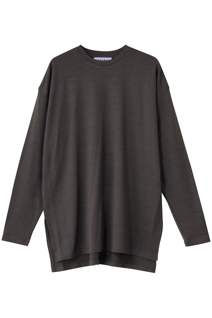 サクラ/SACRAのスーパーファインメリノウールジャージープルオーバー(チャコール/125652091)