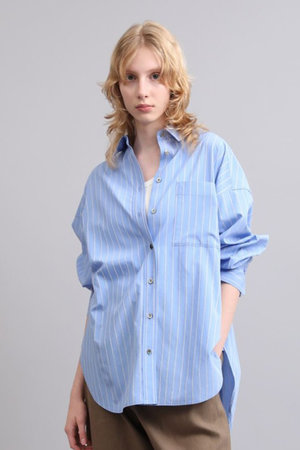 サクラ/SACRAのプレミアムレーヨンナイロンストライプシャツ(110400/110403)