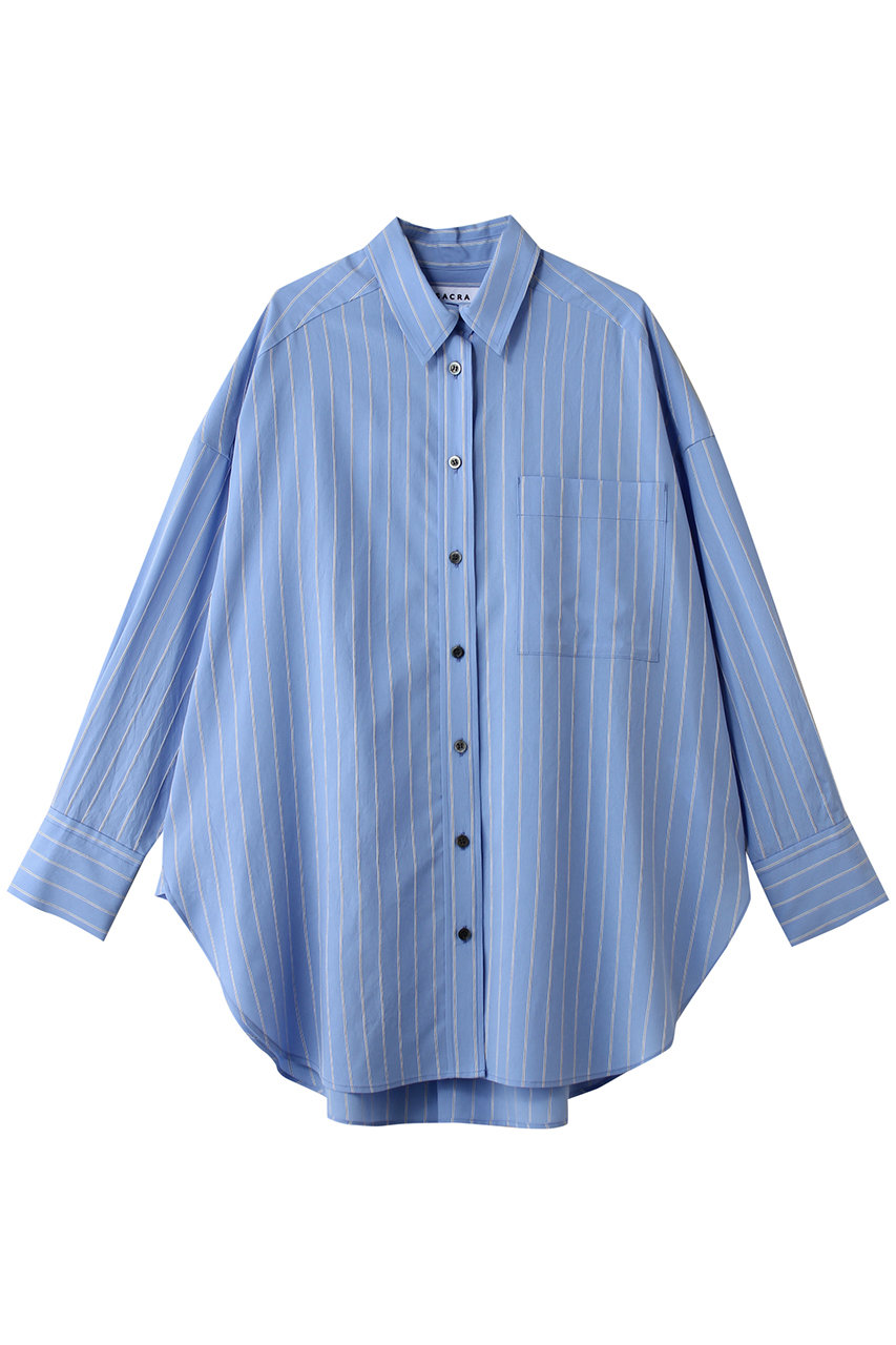 サクラ/SACRAのプレミアムレーヨンナイロンストライプシャツ(サックス/126110072)
