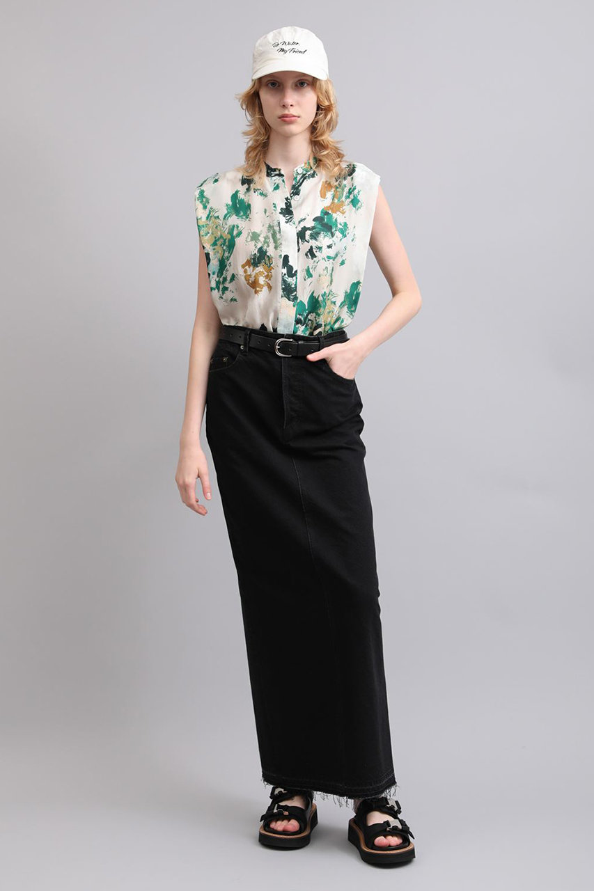 SACRA(サクラ)｜フラワー柄ノースリーブブラウス/グリーン の通販