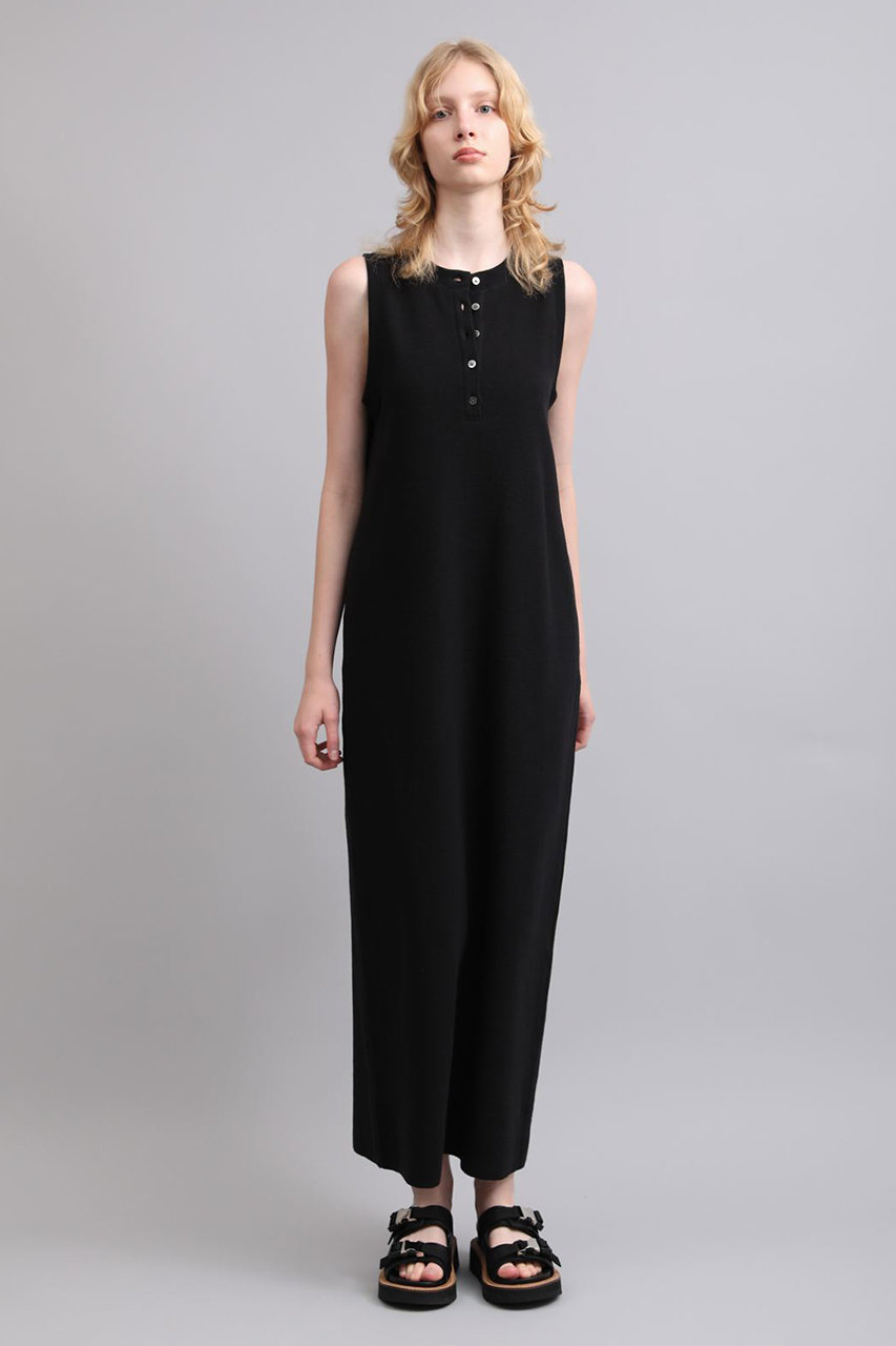 SACRA ノースリーブロングワンピース ブラック SACRA(サクラ)｜ダブルフェイスコットンノースリーブワンピース