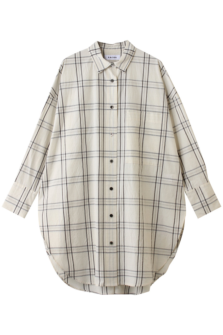 サクラ/SACRAのハイカウントコットンプレイドシャツ(エクリュ/126102072)