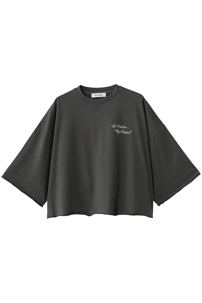 サクラ/SACRAのファインコットンフリースポイントプリントトップス(チャコール/126146091)