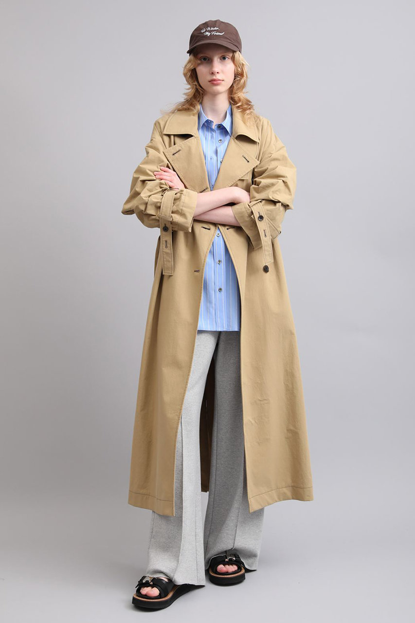 SACRA(サクラ)｜クランプルドコットンロングコート/ベージュ の通販
