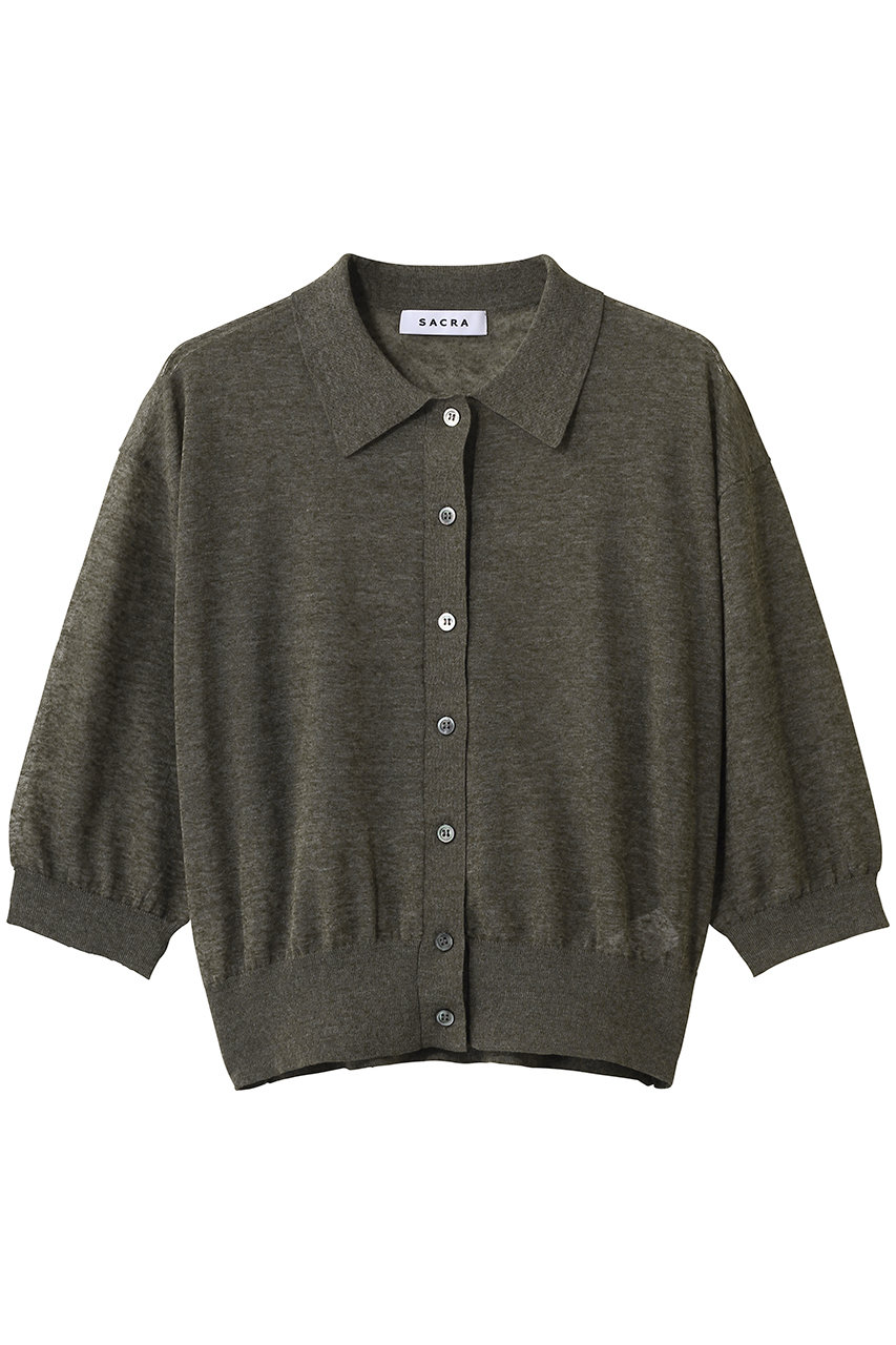 SACRA メランジシアーカーディガン (カーキ, 38) サクラ ELLE SHOP