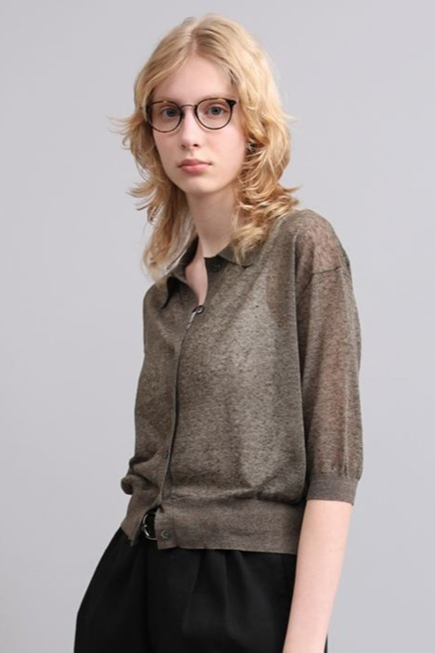 SACRA(サクラ)｜メランジシアーカーディガン/カーキ の通販｜ELLESHOP