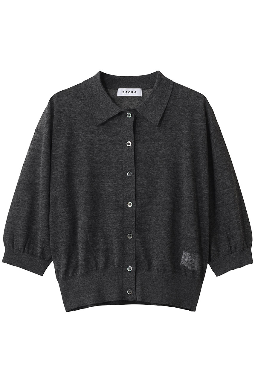 SACRA メランジシアーカーディガン (チャコール, 38) サクラ ELLE SHOP