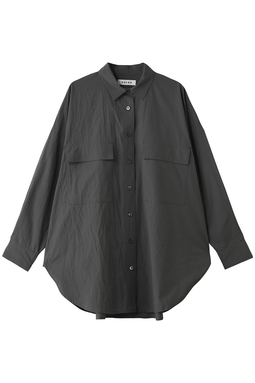 サクラ/SACRAのハイカウントコットンタンブラーシャツ(チャコール/126112071)