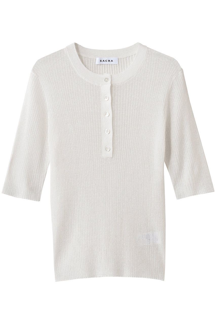 サクラ/SACRAのメランジリブシアープルオーバー(ホワイト/126132081)