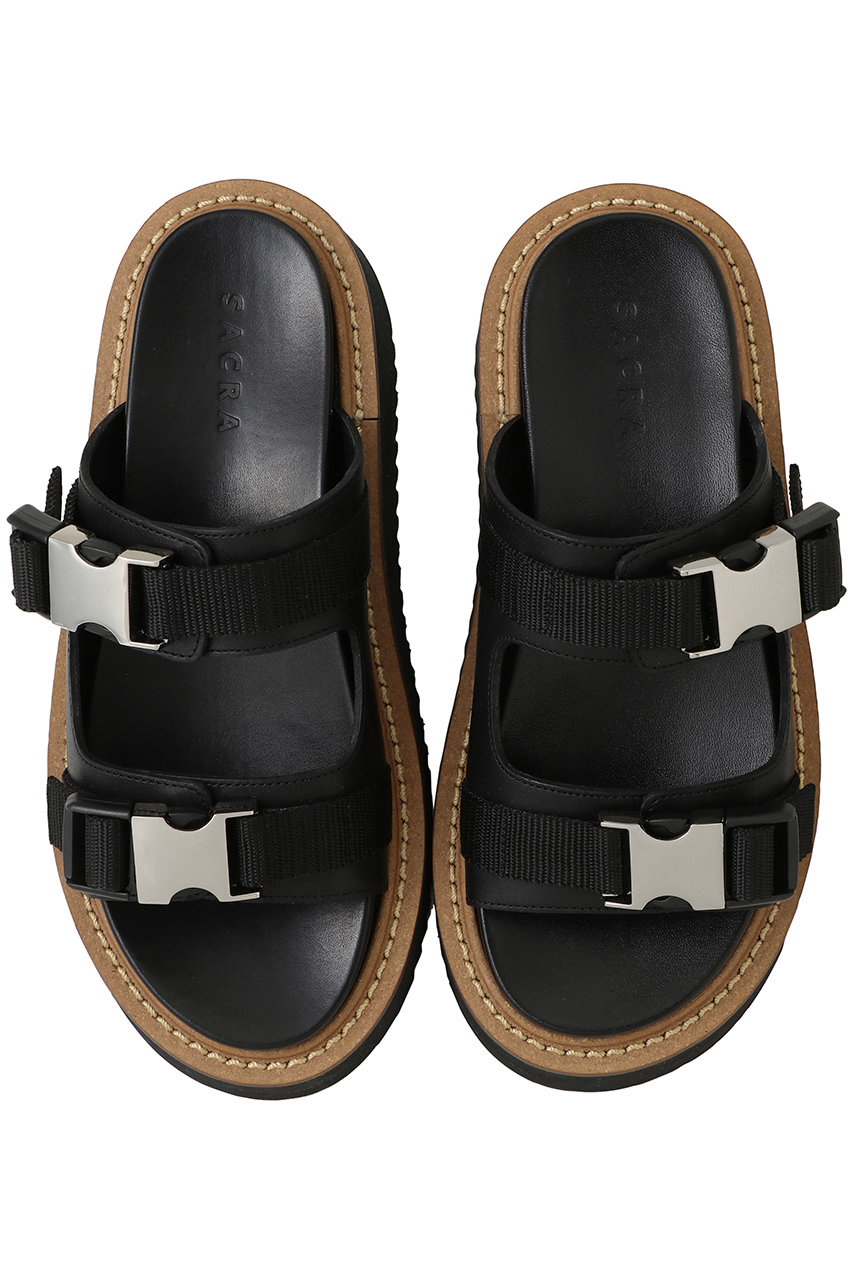 SACRA(サクラ)|ダブルGIベルトサンダル/ブラック の通販|ELLESHOP SACRA(サクラ)|ダブルGIベルトサンダル/ブラック の通販|ELLESHOP