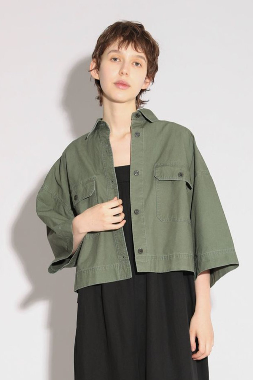 SACRA(サクラ)｜コットンホースクロスショートシャツ/カーキ の通販