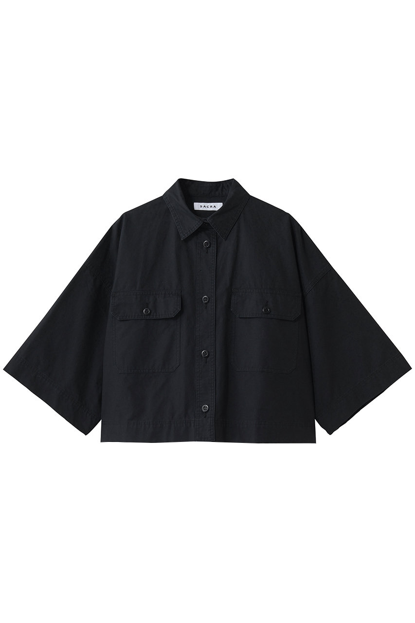 サクラ/SACRAのコットンホースクロスショートシャツ(ブラック/126208071)