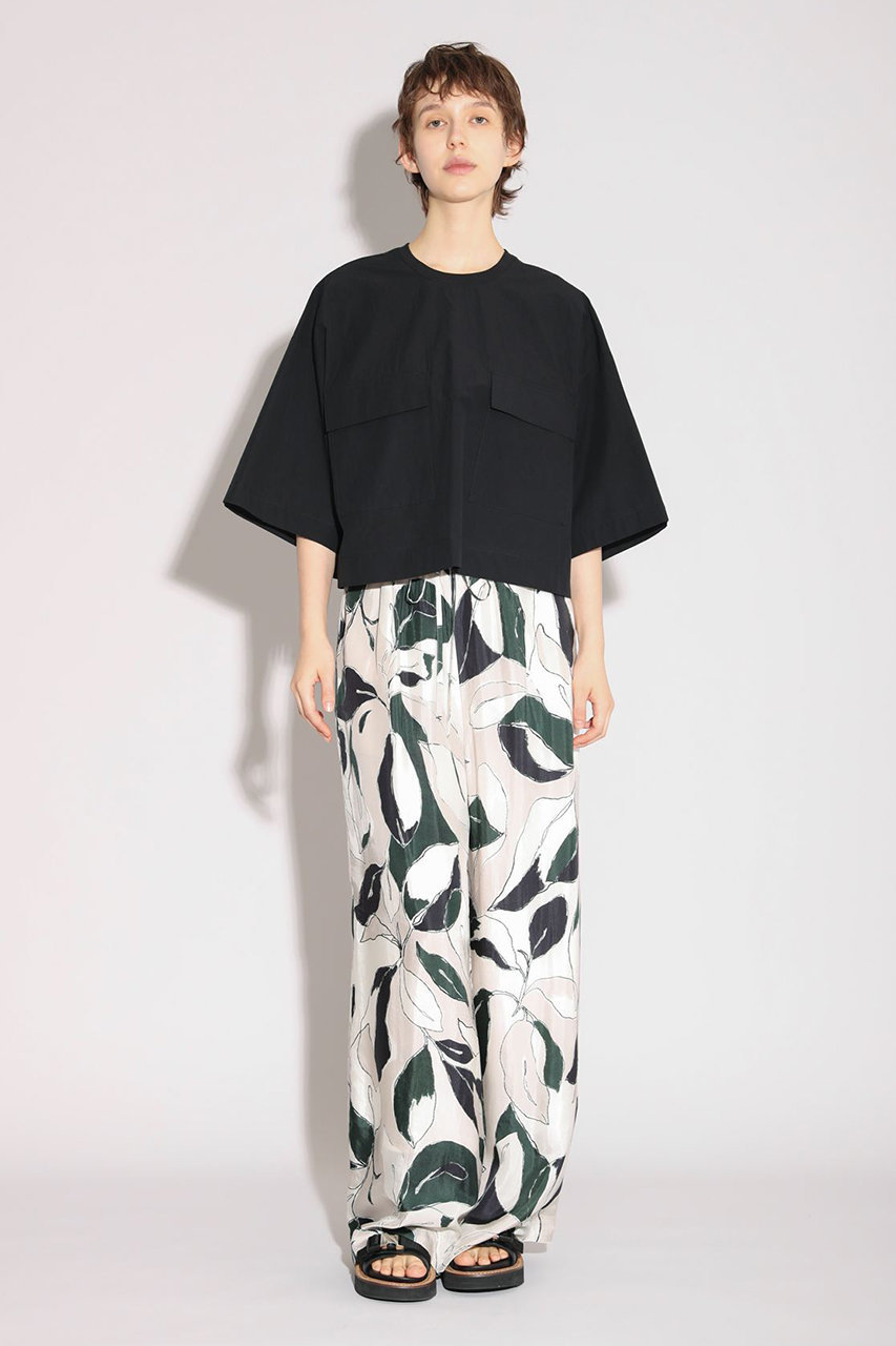 SACRA(サクラ)｜リーフ柄ワイドパンツ/グリーン の通販｜ELLESHOP