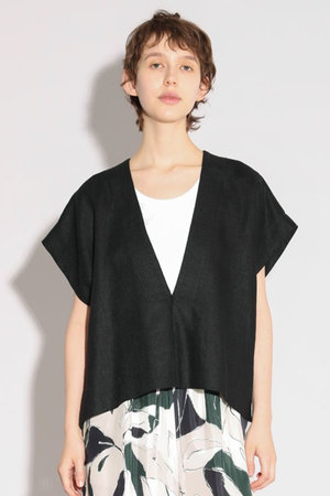 サクラ/SACRAのリネンディープVネックプルオーバー(110400/110402)