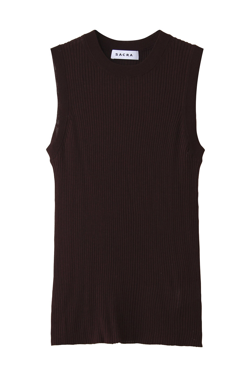 サクラ/SACRAのファインツイストコットンリネンリブタンクトップ(ブラウン/126231081)
