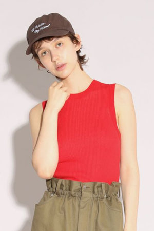 サクラ/SACRAのファインツイストコットンリネンリブタンクトップ(110100/110101)