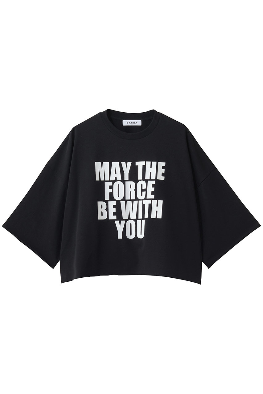 サクラ/SACRAのコットンフリースプリントトップス(ブラック/126243091)