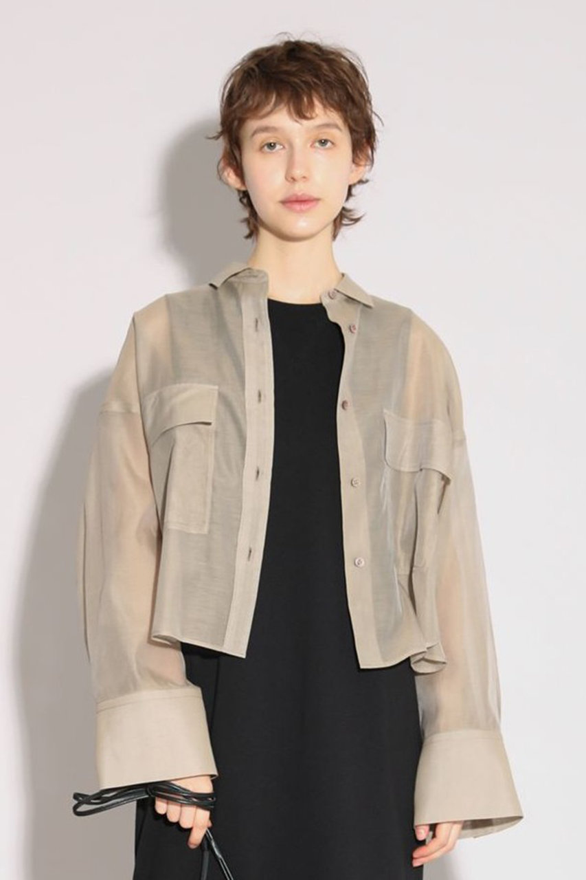 SACRA / サクラ | PREMIUM SILK COTTON SHIRT シアー コットン シャツ | 38 | ブラウン系 | レディース SACRA - SACRA / サクラ | PREMIUM SILK COTTON SHIRT シアー コットン